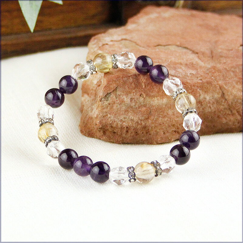 パワーストーンブレス パワーストーン ブレスレット　レディース　メンズ　天然石 ルチルクォーツ アメジスト 　スターカット水晶　【金運】　ブレス アクセサリー アクセ 開運 ファッション プレゼント 2025 巳年 令和7年 蛇 へび