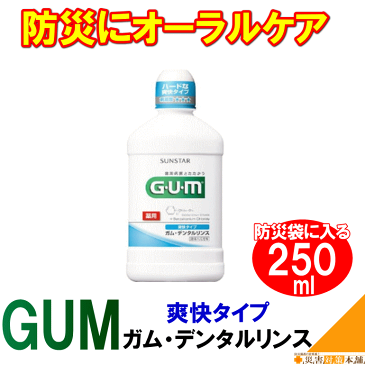 【有効期限間近！】【破格】サンスター GUM ガム・デンタルリンス 爽快タイプ 250ml 製造2017年10月19日 (コンビニ受取可) (防災備蓄の倉庫番 災害対策本舗)