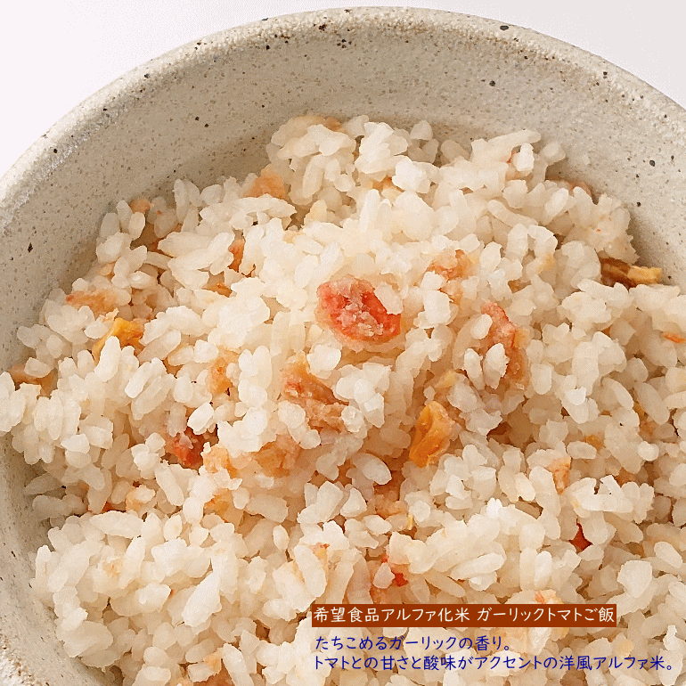 希望食品 アルファ米 ガーリックトマトご飯 アレルギー対応 賞味期限：2027年05月 (メール便可：4個迄)(コンビニ受取可) (防災備蓄の倉庫番 災害対策本舗)