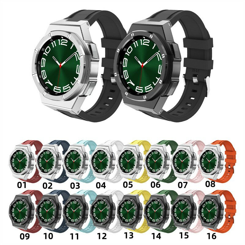 【20-30日！15%OFFクーポン配布中】送料無料 galaxy watch 6 Classic 47mm 43mm バンド ステンレス 一体型 交換用 バンドカバーバンド プレゼント レザー メンズ galaxy watch 6 Classic 47mm 43mm ステンレス バンド galaxy watch 6の改造 オールインワンバンド