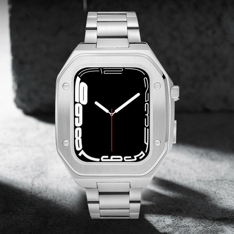 【22-30日！15%OFFクーポン配布中】送料無料 Apple Watch9 8 7 バンド ステンレス Apple Watch series 7 ステンレス バンド Apple Watch SE バンド Apple Watch series 6 5 4 45mm 一体型 交換用バンド apple watch 7 41mm カバーバンド プレゼント レザー メンズ