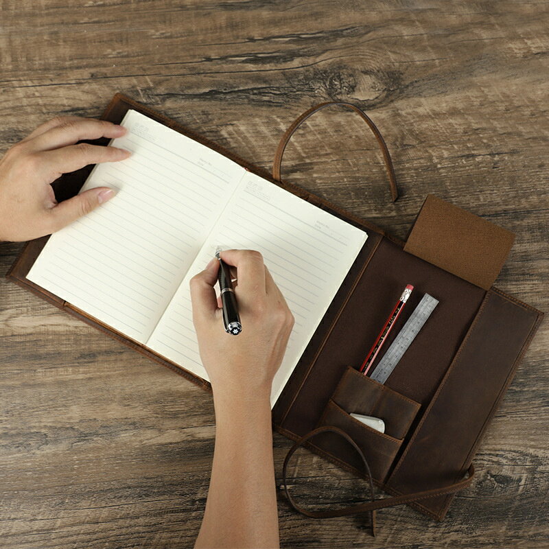 【クーポン利用で10%OFF】送料無料 高機能◆ ノートA5 本革 カバー 本革ペンケ収納 手帳 ほぼ日手帳 大学ノート メモ帳 手帳カバー ペン ホルダー カ...