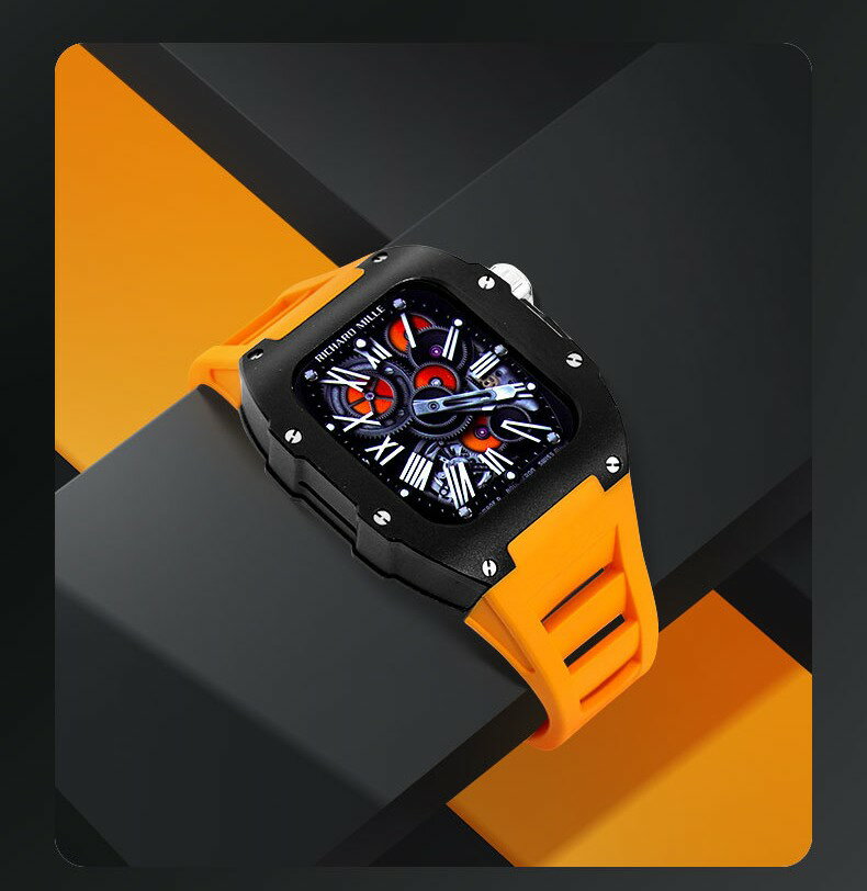 【19-27日！15%OFFクーポン配布中】送料無料 Apple Watch 8 バンド ステンレス Apple Watch SE バンド Apple Watch series8 7 6 5 4 45mm 44mm 一体型 バンド 交換用バンド Apple Watchの改造 クロコダイル レザーストラップ apple watch 7 プレゼント レザー メンズ