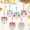 【 クーポン利用で10%OFF! 】送料無料 刺繍キット5D ダイヤモンドアートフクロウ キーホルダー6枚セット キット 初心者 ダイヤモンドペインティングイン...