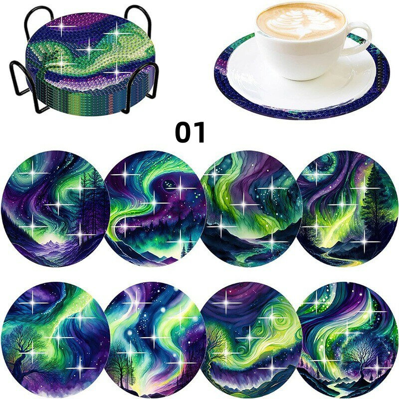 【10%OFFクーポン配布中】送料無料 刺繍キット ダイヤモンドアート コースター8 枚セット キット ビー..