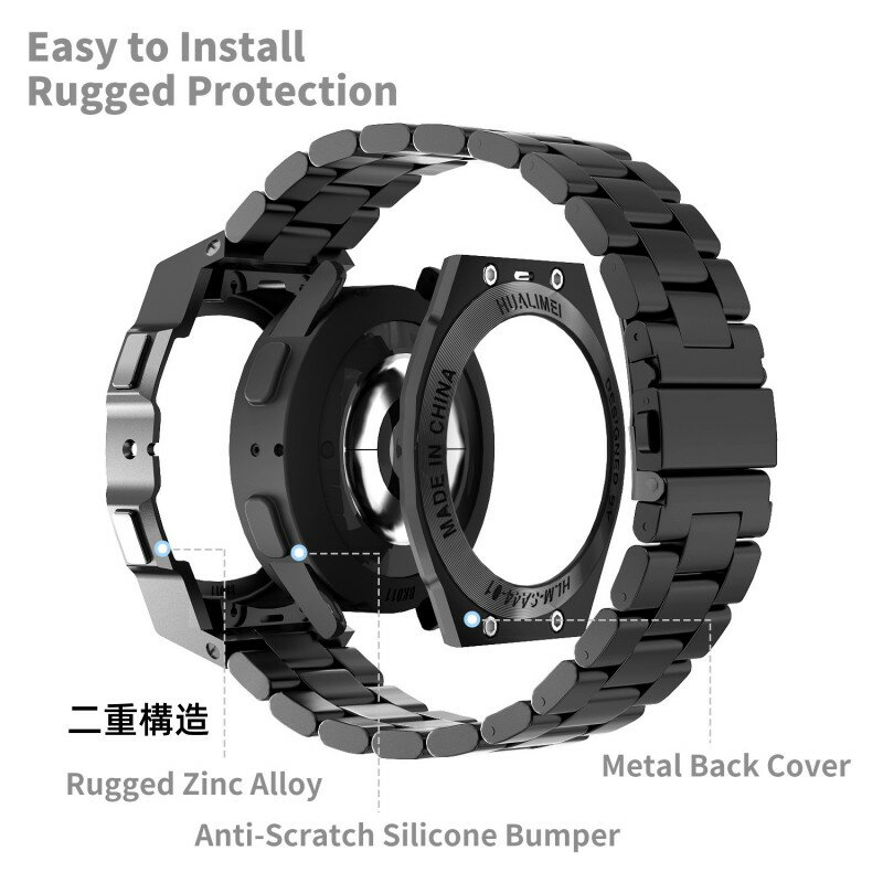 【クーポン利用で10%OFF】送料無料 galaxy watch watch 4/5/6 バンド ステンレス 一体型 交換用 バンド+カバー バンド プレゼント レザー メンズ galaxy watch watch 44MM ステンレス バンド galaxy watch 6 の改造 オールインワンバンド