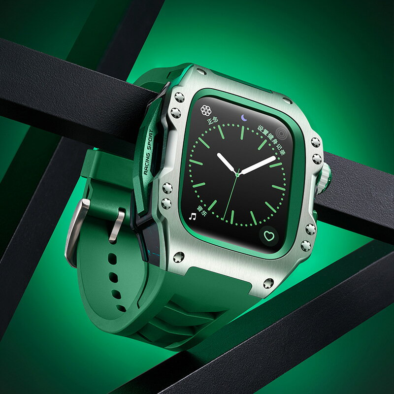 【15-21日!15%OFFクーポン配布中】送料無料 apple watch 9 バンド ステンレス ケース Apple Watch8 バンド ステンレス Apple Watch series8 6 5 4 SE 44/45mm 一体型 バンド 交換用バンド クロコダイル レザーストラップ apple watch 7 プレゼント レザー メンズ