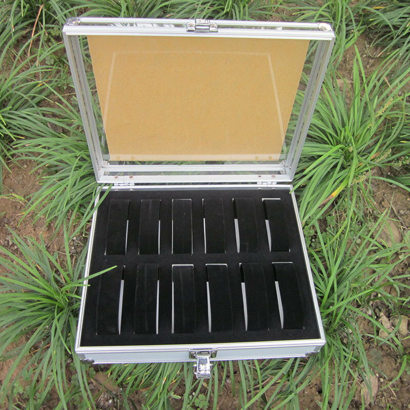 【 クーポン利用で10%OFF！ 】送料無料 ウォッチボックス 時計ケース 12 本 腕時計収納ボックス 高級 時計 コレクションケース アルミ シルバー 紳士 収納 アルミニウム+アクリル 時計ケース