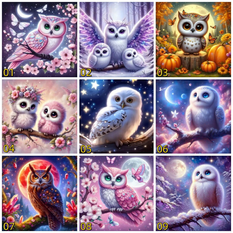 【10%OFFクーポン配布中】送料無料 刺繍キット 5D ダイヤモンドアート 動物 フクロウ ビーズ刺繍 初心..