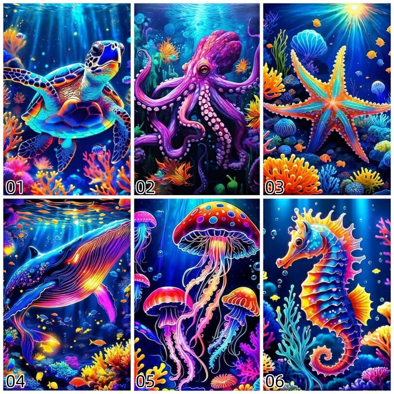 【10%OFFクーポン配布中】送料無料 刺繍キット 5D 海底の動物 ダイヤモンドアート キット ビーズ刺繍 ..