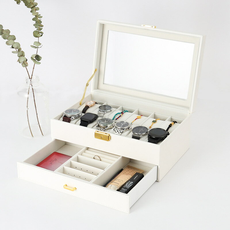 【10%OFFクーポン配布中】送料無料 時計ケース 12本 pu製 引き出し付き 12本腕時計収納 コレクションケース 高級感 ジュエリーボックス 2段式 ウォッチ アクセサリー 父の日プレゼント メンズ レディース お祝いギフト