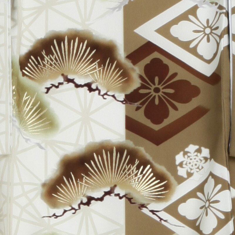 【レンタル】産着 お宮参り 男の子 1034　金茶　鷹に松　ジャパンスタイル　 赤ちゃん 着物 産着レンタル 男児産着 初着 祝い着 送料無料