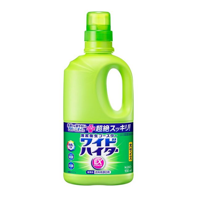 製品説明 製品詳細 〇洗剤では落ちない汚れ・ニオイに、洗剤にプラスするだけで超絶スッキリ！ 〇気になる洗濯槽のカビ*1・ニオイも防げます。 〇抗菌*1・つけおきで除菌*2も！ 〇ツンとしない さわやかな花の香り 〇色柄物に安心な酸素系漂白剤（濃縮タイプ） *1すべての菌・カビの増殖を抑制するわけではありません。 *2すべての菌を除菌するわけではありません。 成分 液性：酸性 過酸化水素（酸素系）、界面活性剤（ポリオキシエチレンアルキルエーテル） 用途 ＜使えるもの＞ ・水洗いできる白物、色物、柄物のせんい製品（木綿、麻、化学せんい、毛、絹） ＜使えないもの＞ ・水洗いできないもの ・金属製の付属品（ファスナー、ボタン、ホック等の留具）がついた衣料 ・含金属染料で染めたもの　　 ・変色するもの ★せんい自体が変質して黄ばんだものは、漂白剤でも元にもどらない。 使用方法 〇使用量の目安を守ってお使いください。 〇落ちにくい汚れの漂白に 〇食べ物・飲み物、汗、血液等のシミや、エリ・そで口汚れの漂白 （血液汚れは使用前に水で洗う） 使用上の注意 ＜使用上の注意＞ ・用途外に使わない。 ・子供の手の届く所に置かない。 ・認知症の方などの誤飲を防ぐため、置き場所に注意する。 ・熱湯で使わない。 ・水や他のものを入れたり、つめかえたりしない。 ・漂白の時、密閉容器を使わない。破裂することがある。 ・効果が落ちるので、塩素系や還元系漂白剤と併用、混合しない。 ・せんいが黄ばむことがあるので漂白中は直射日光のあたる場所を避け、漂白後は充分にすすぐ。 ・洗たく機のフタ等のプラスチック部分についた時は、すぐふきとる。放置すると傷むことがある。 ・直射日光を避け、高温の所に置かない。 メーカー 花王株式会社 広告文責 エルショップ 取り寄せ品：通常2〜4営業日以内に出荷予定