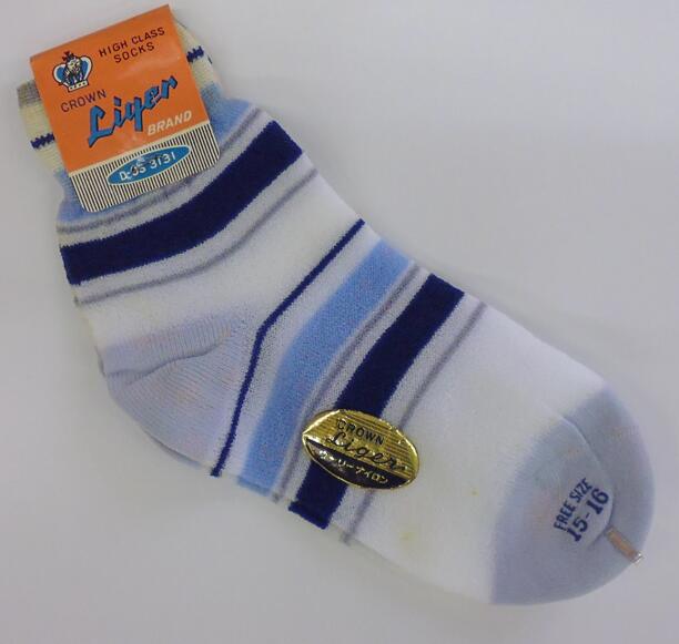 【送料込×3足】レトロなソックス 靴下×同色3足セット(15-16)(在庫品のためワケあり)*