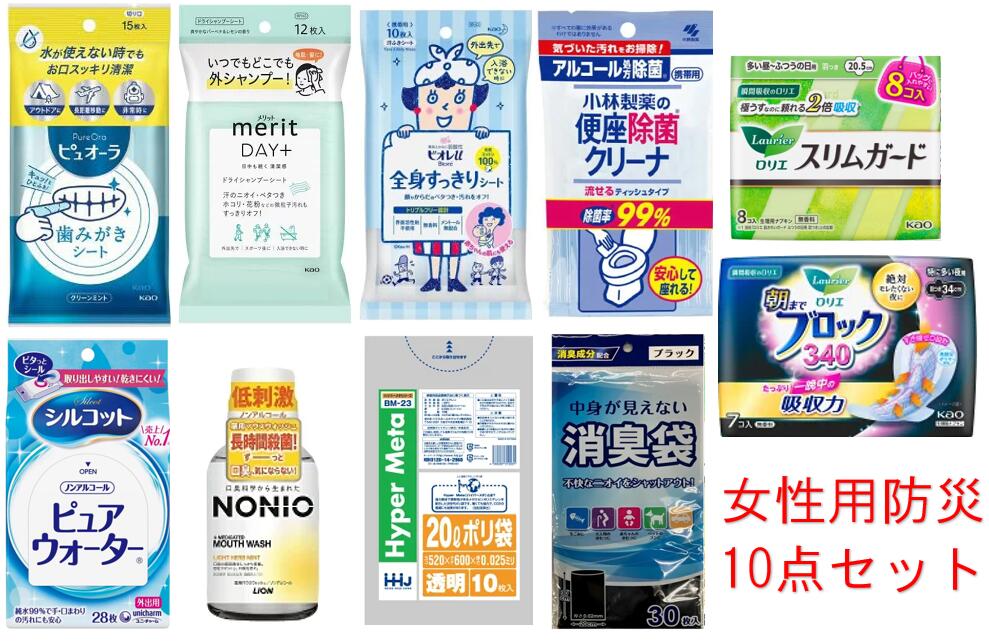 【送料込み】女性用 防災10点セット 防災グッズ 非常持ち出し