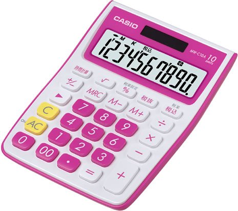カシオ ミニジャスト電卓10桁　レッドMW-C10A-RD-N*のサムネイル