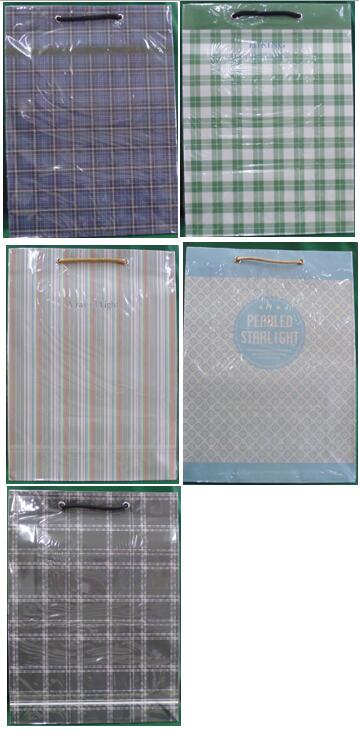 【送料込】ビニールカバー付 手提げ袋 紙袋 ファッションバッグ ロングデラックス アソート 44cm×33cm(100枚入)