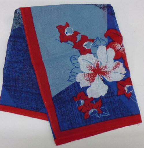 【送料込・代引不可】ハンカチ 花柄・青* 【送料込・代引不可】ハンカチ 花柄・青*