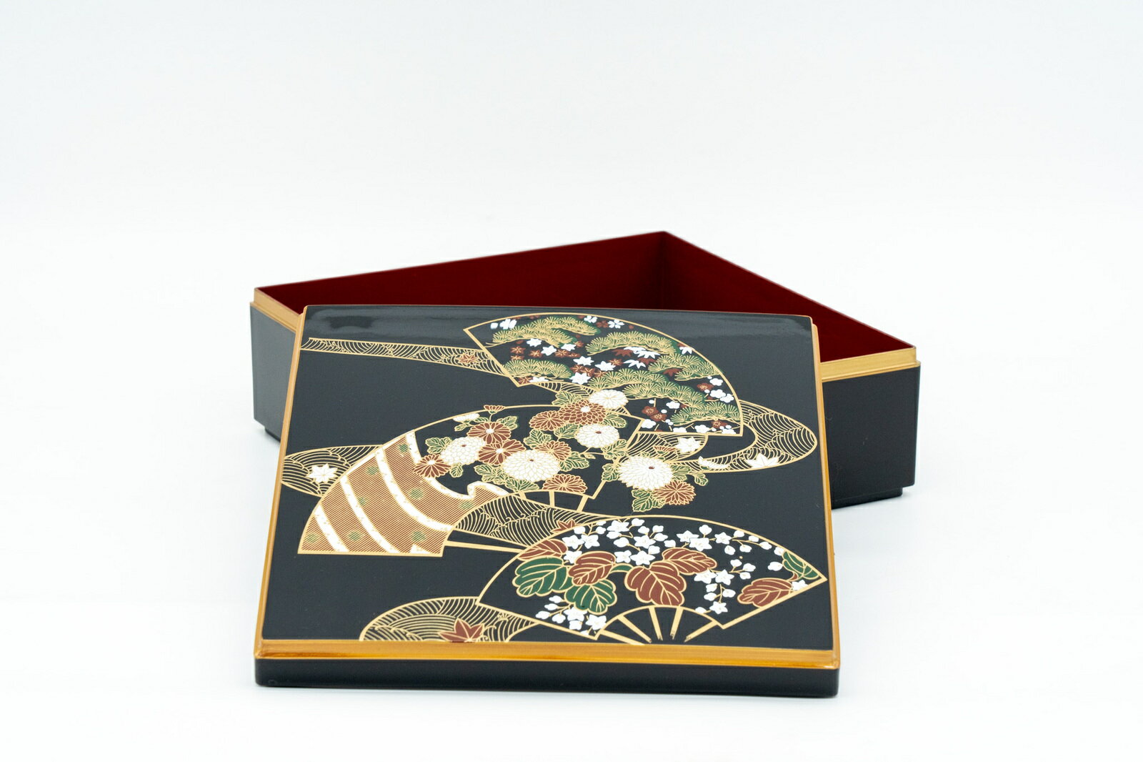 6.5寸校倉重箱 黒内朱 流扇 1段セット 【...の紹介画像2