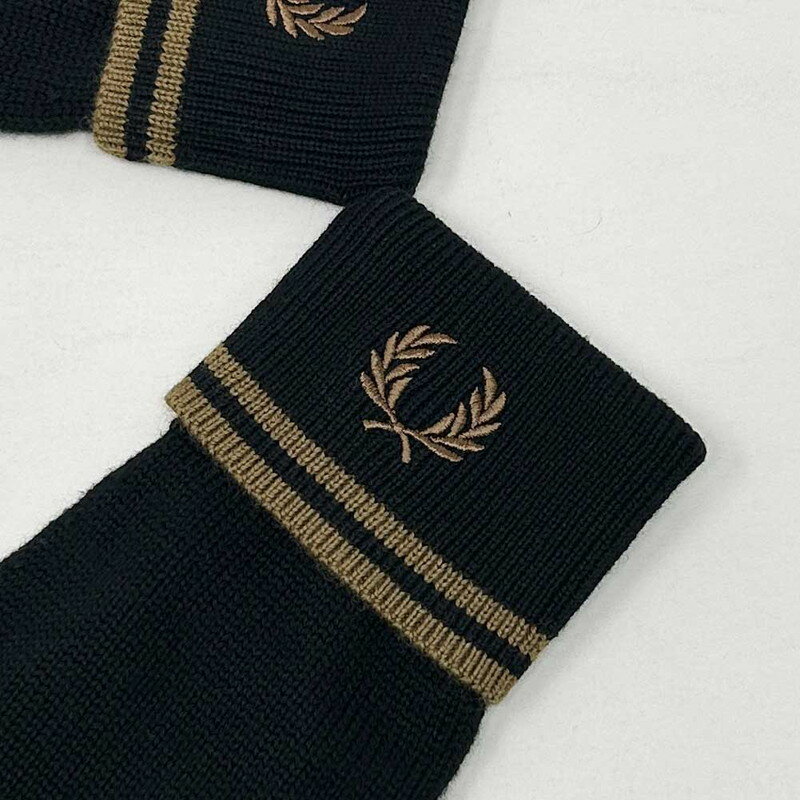 FRED PERRY ���� ���ޥ��б� �ե�åɥڥ꡼ TWIN TIPPED MERINO WOOL GLOVES ������M C9151 S77 BLACK/SHADEDSTON