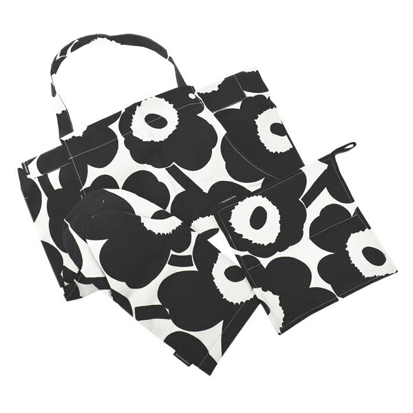 マリメッコ エプロン ミトン ポットホルダー 3点セット marimekko PIENI UNIKKO KITCHEN TEXTILE SET 071709 190 ホワイト ブラック