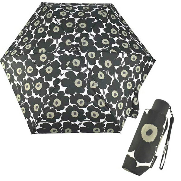 マリメッコ 折り畳み傘 marimekko MINI MANUAL UMBRELLA MINI UNIKKO 048857 030 ブラック ホワイト オリーブ