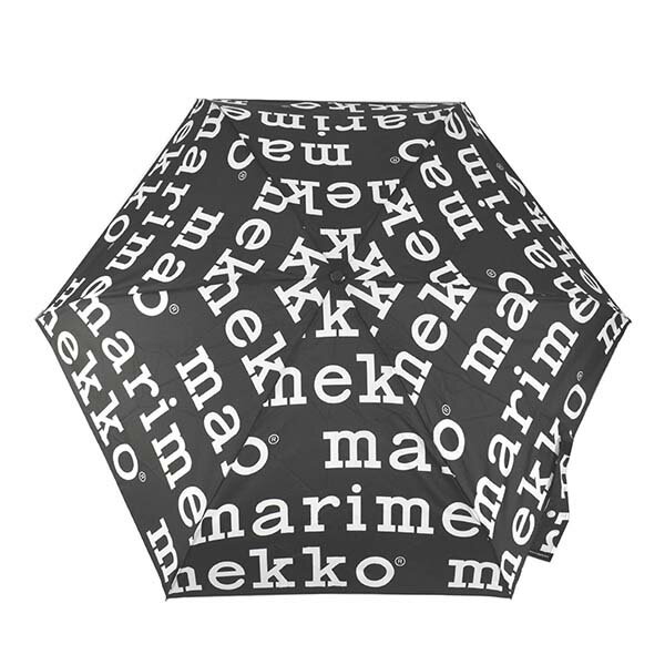 マリメッコ  マリメッコ 折り畳み傘 marimekko MINI MANUAL UMBRELLA MARILOGO 048859 910 ブラック ホワイト