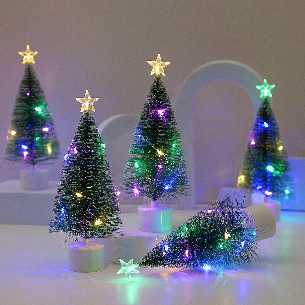 乐天商城 - LEDカラフルな発光クリスマスツリーDIYクリスマスギフトクリスマスツリーナイトライト卓上クラフトクリスマス冬雪装飾
