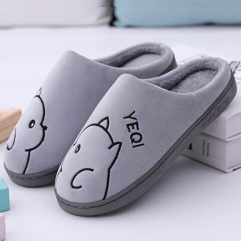 女性用ベアパターンのコットンスリッパ,滑り止め,防臭,カップルスタイル,外出や家庭用,秋冬