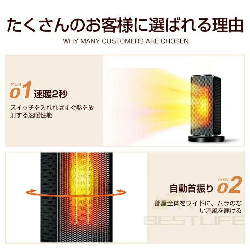 セラミックファンヒーター 小型 一台多役 ヒーター 電気ファンヒーター 卓上用 足...