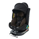 チャイルドシート 新生児 ISOFIX 0歳~12歳 360度回転式 40~150cm ジュニアシート 調節可能 洗える キャノピー付き ベビーシート ドリンクホルダー付き 出産祝い 車【ブラウン+ブラック】