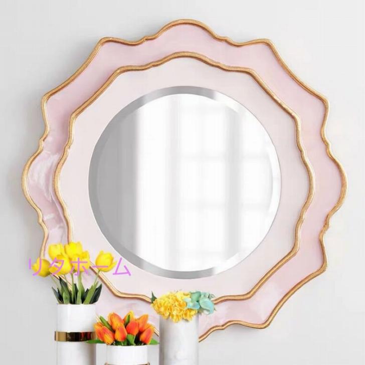 壁掛け鏡 壁掛け 壁掛けミラー ウォールミラー 80cm 高級豪華鏡 アンティーク調 大きいサイズ [3]