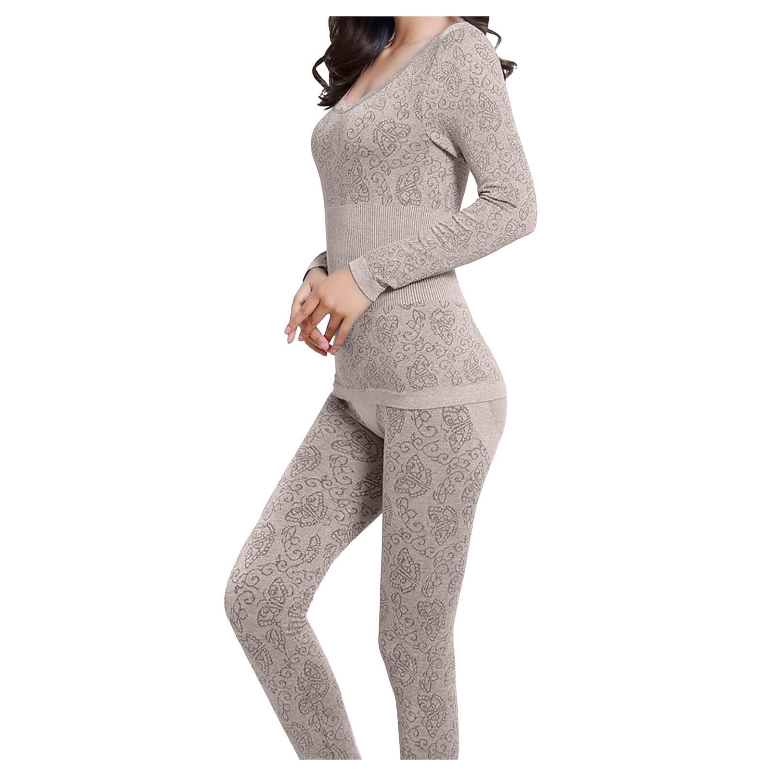 [Caqnni] レディース ヒートテック 上下2点セット あったかインナー 大きいサイズ 薄手 保温インナーシャツ 防寒 上下セット防寒着 秋冬春 ロングパンツ 軽量 アンダーウェア 女性用 防寒タイツ 発熱保温 サーマル下着 ランニング