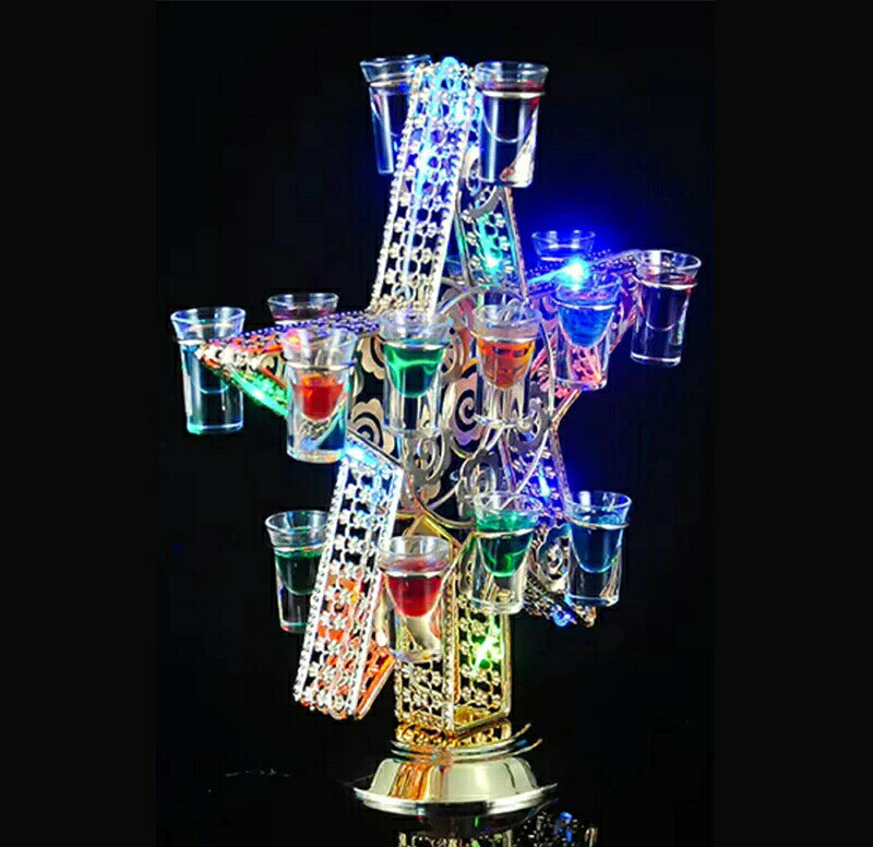 Sailing楽天市場店のLED酒ボトルの表示棚 ワインラック カクテルグラスホルダー バー用の器物展示スタンド カクテルグラスの棚 カクテルグラスホルダー カラフルなLEDライトスタンド バー ホテル 五芒星 （ワイングラスは含まれません）｜アングル3