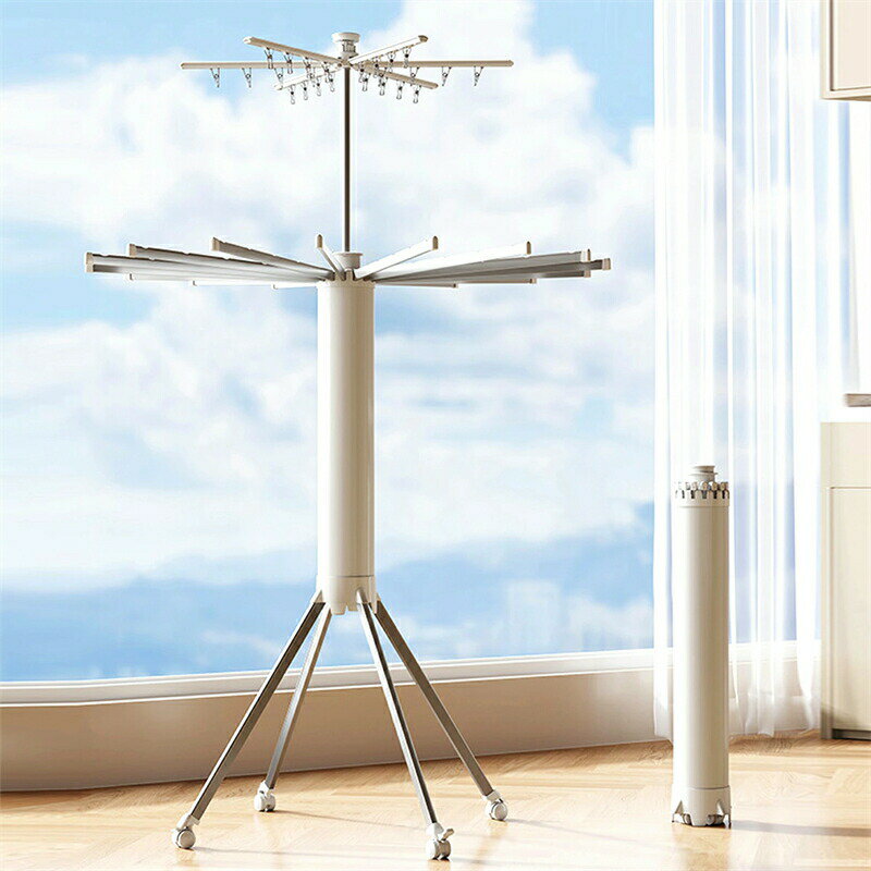 [人気商品]物干しラック タコ物干し台 折り畳み式 パラソル型 省スペース 大容量 四本足 フロアスタン..