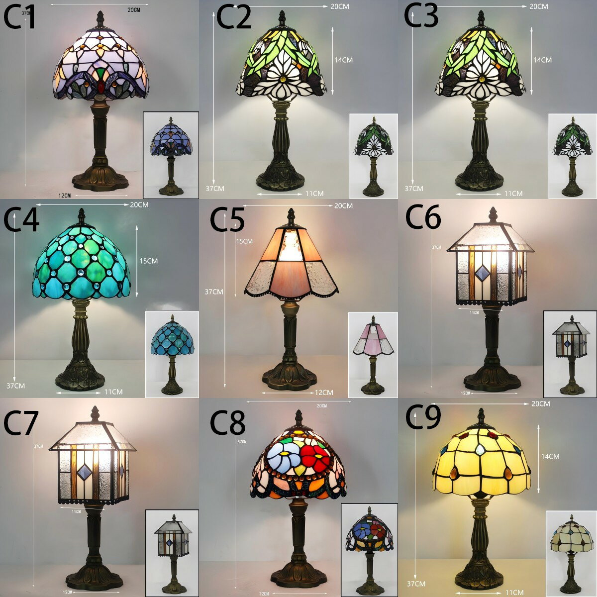 商品情報 素材：ステンドグラスシェード +ビンテージ樹脂ベース。銅箔に囲まれ、スズを溶接して、表面は滑らかで、後で人工的に色付けされていない、永久に衰退せず、火を恐れず、刃のこすりを恐れない。省エネ、低消費電力で、寝室/階段などの照明、装飾...