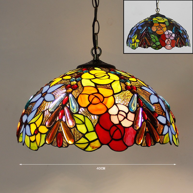 ステンドグラス.ペンダントライト豪華天井照明ステンドグラスランプ ガラス工芸品