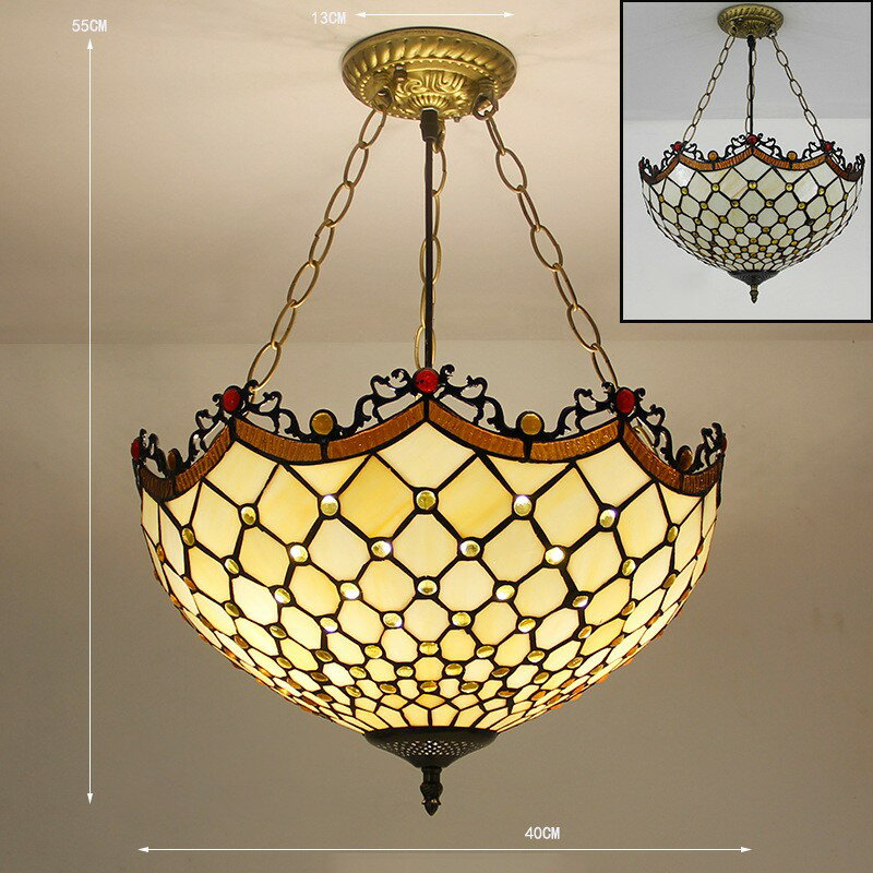 ステンドグラス．ペンダントライト豪華天井照明ステンドグラスランプ ガラス工芸品 2