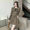 卒業式 スーツ 女の子 卒服 韓国 制服 高校生 韓国 おしゃれ なんちゃって制服 入学式 フォーマルスーツ 学生服 グレー セミフォーマル 女子 中学生 スカート ブラウン 可愛い 2色 ジャケット 小学校 入園式 卒園式 発表会 お受験 大きいサイ(4)