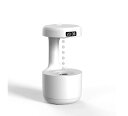 800ml 反重力水滴加湿器、反重力クリエイティブ空気加湿器、LED 時間表示、シャットダウン保護、ライトモード、家庭用寝室オフィス用(White,23.1*1...