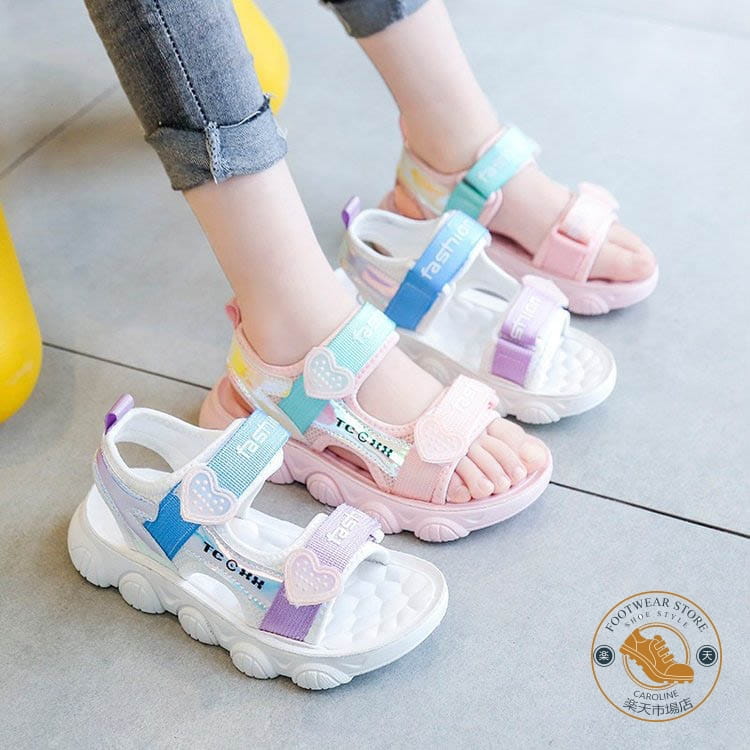 乐天商城 - キッズ サンダル 女の子 子供 子ども 全2色 スポーツサンダル ビーチサンダル 16-21cm かわいい おしゃれ 歩きやすい