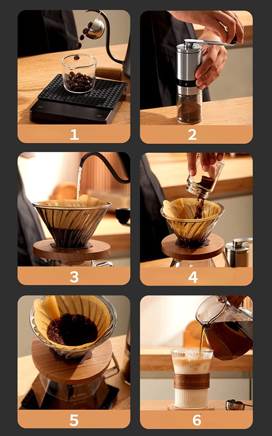 Sailing楽天市場店の7点セット コーヒー ドリップ コーヒー用品 アウトドア キャンプ用 手挽き 器具 ドリッパーセット スタンドタイプ コーヒーセット キャリーイングキット 家庭用 手挽きコーヒードリップ用具セット 携帯型 超便利 ギフト｜アングル3