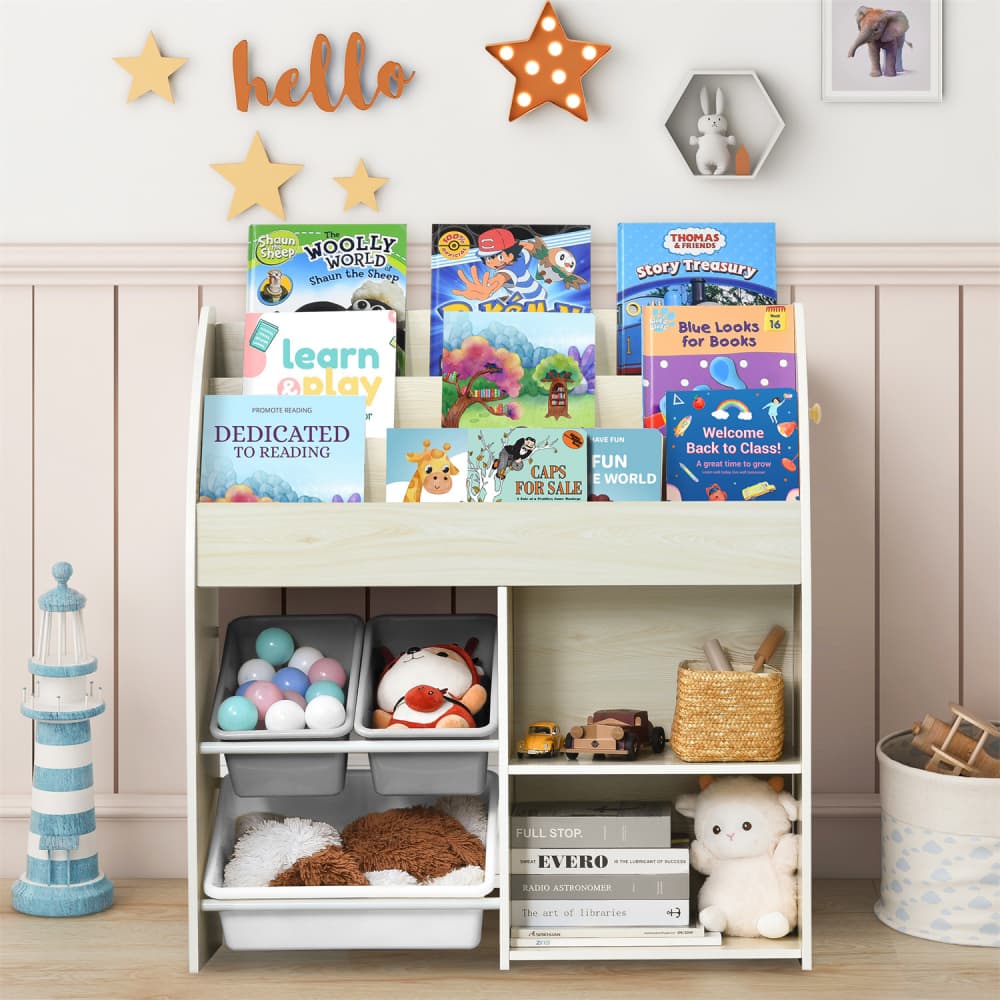 絵本ラック 絵本棚 大容量 本棚 収納ラック 多機能 おもちゃ収納 収納ボックス 子供部屋 収納ケース 子..