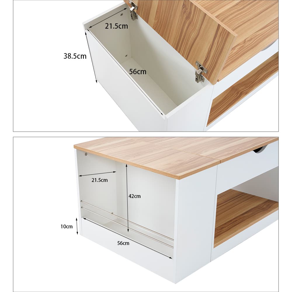 センターテーブル 昇降テーブル 大容量収納 収納付き 幅110CM 北欧風 リビングテーブル ローテーブル モダン 組み立て簡単 耐久性抜群【ホワイト】