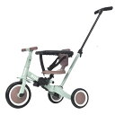 子供用三輪車 4in1 (ミント×ブラウン) 自転車 オリジナル 押し棒付き 安全バー付き キックボード