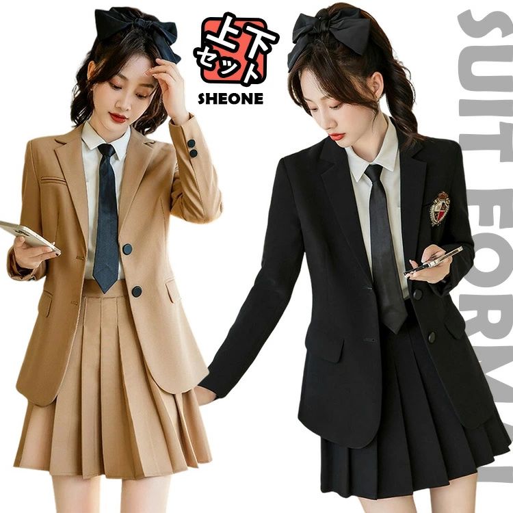 乐天商城 - 卒業式 スーツ 女の子 卒服 韓国 制服 高校生 ブラック スーツ 小学校 入学式 女子 中学生 フォーマルスーツ 黒 ジュニア 3点セット 小学生 無地 子供スーツ 大きいサイズ シャツ ジャケット スカート 卒園式 入園式 発表会 スーツ ゆったり
