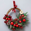 クリスマスリース 特大 50cm リース 屋外 玄関 ドア 飾り 2024 クリスマス リース リボン 松かさ 松ぼっくり 赤 レッド ボール ドア掛け 壁飾り...