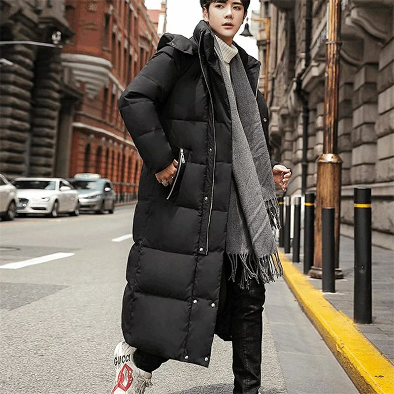 Down Coat - 【新発売限定記念価格！】ダウンジャケット ロング丈 ダウンコート 厚手 冬 フート付き取外し可 中綿ジャケット 防寒対策 暖か アウター 冬服 男女兼用 ペアルック 大きいサイズ カジュアル 普段着 アウトドア 通勤 通学 黒 赤 イエロー メンズ スタンドカラー
