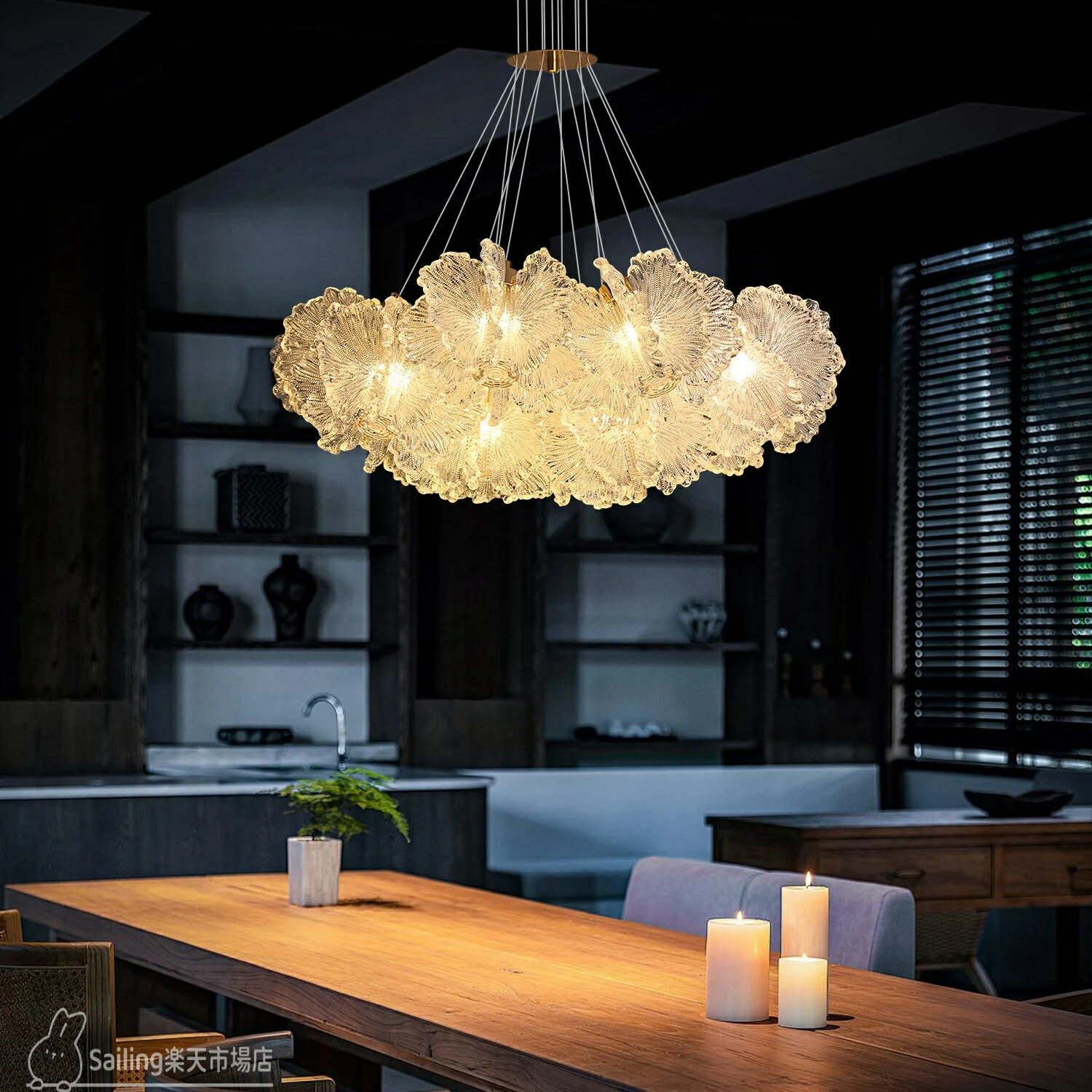 高級アクリルシャンデリアフレンチラウンドペンダントシャンデリア玄関ダイニングスタディルームライトクリームスタイルハンギングランプ