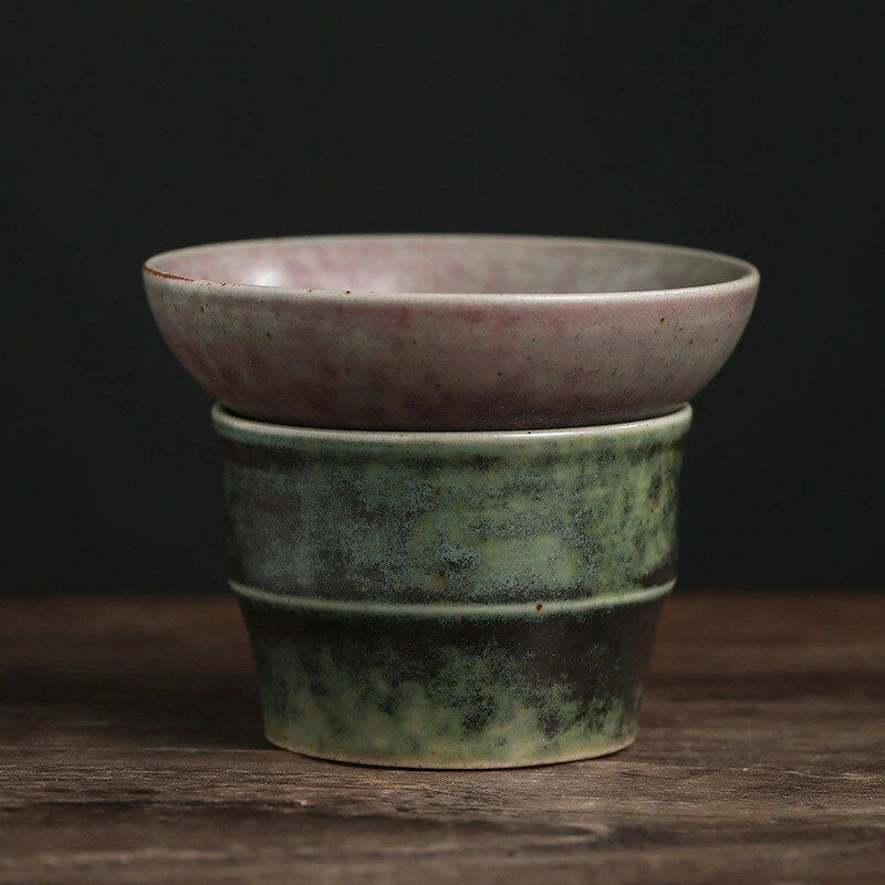 【送料無料】 窯変青野 人気 茶漏 セラミックフィルタ 手作り窯変 中国式 茶器 分茶器